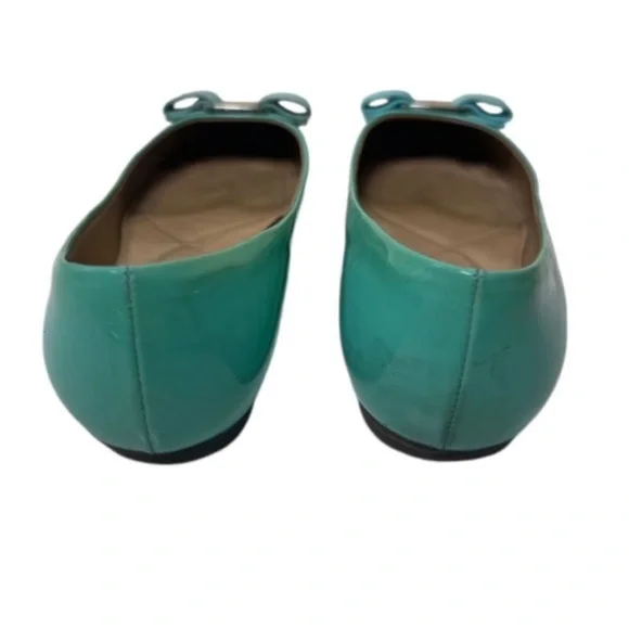 SALVATORE FERRAGAMO Turquoise Patent Lather Varina Ballet Flats - Picture 7 of 12